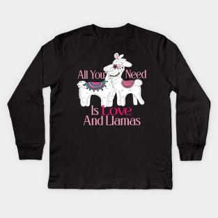 All You Need Is Love And Llamas Kids Long Sleeve T-Shirt